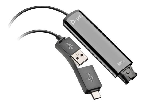 HP-New-786C6AA _ POLY DA75 USB TO QD BLACK ADAPTER TAA