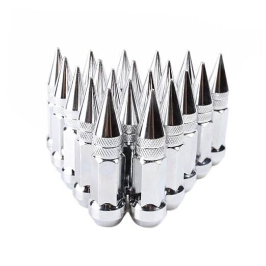 20PCS M12x1.5 Car Wheel Lug Nuts with Pointed Cap, 60mm Height Aluminum Silver