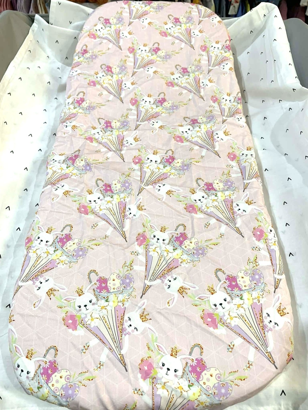 Pink Bunny Bassinet Sheet/ Change Pad Cover