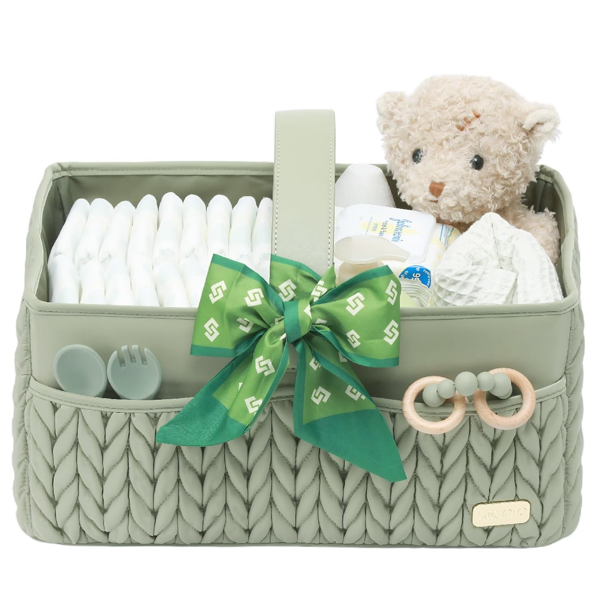 Luxurious Baby Diaper Caddy, Nursery Storage Basket for Newborn Essentials, T...