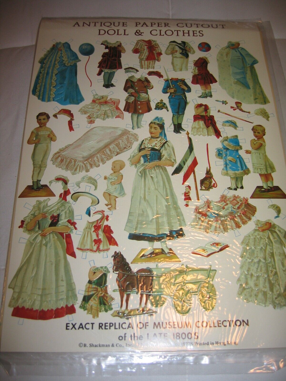 Antique Paper Cut Out Paper Doll Clothes Shackman Replica Of Museum 1800s #1977S