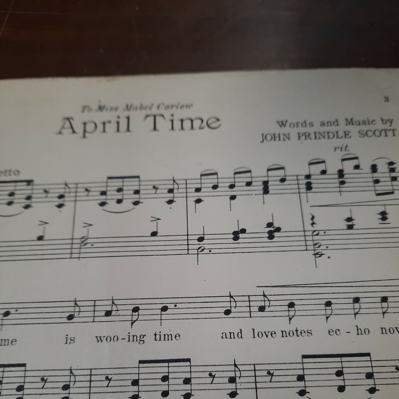 April Time   Piano Music 1923 John Prindle Scott To Miss Mabel Carlew Huntzinger