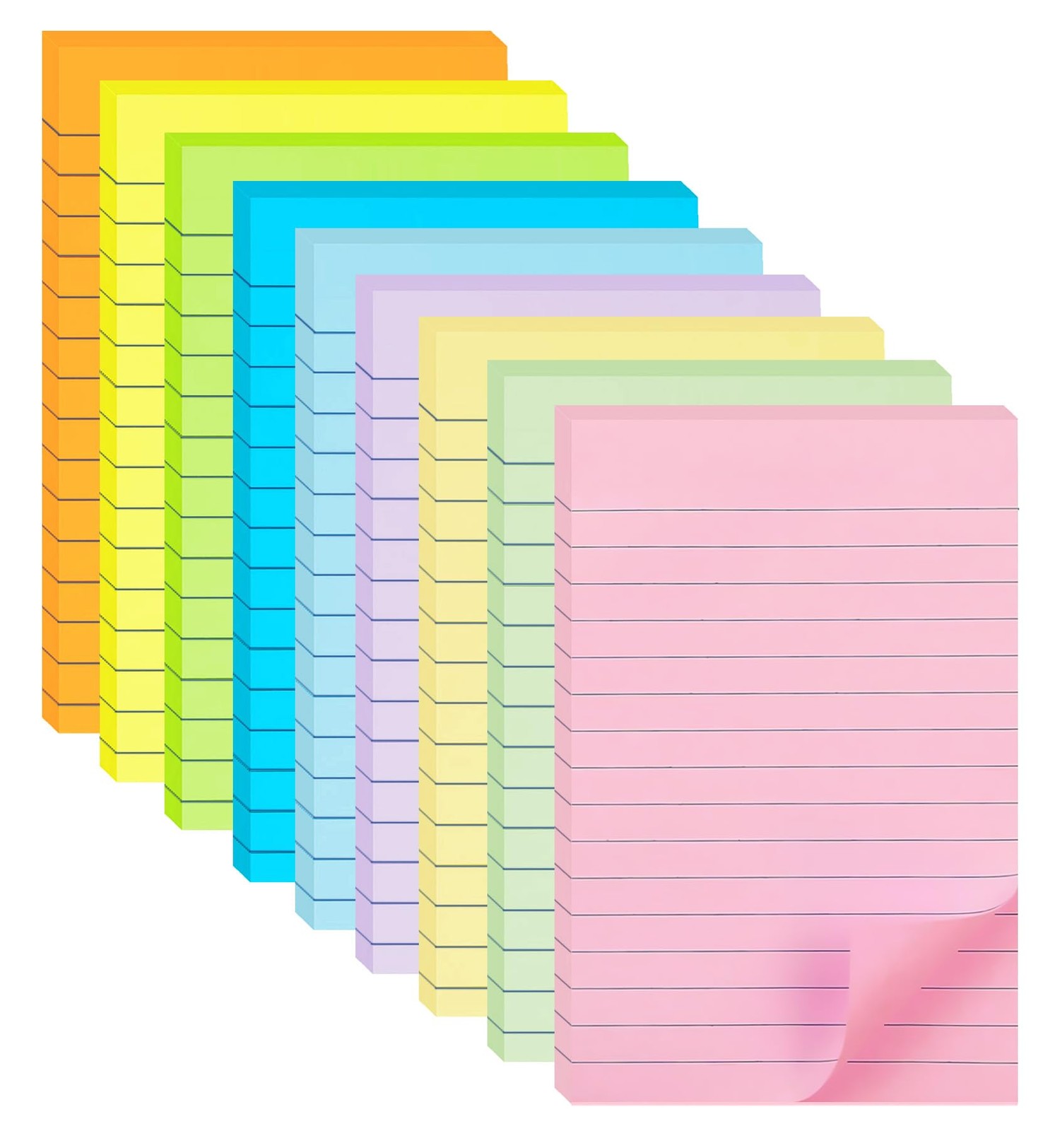 HQCME 9 Pack Lined Sticky Notes 4X6 4x6 sticky notes lined, Assorted Colors 