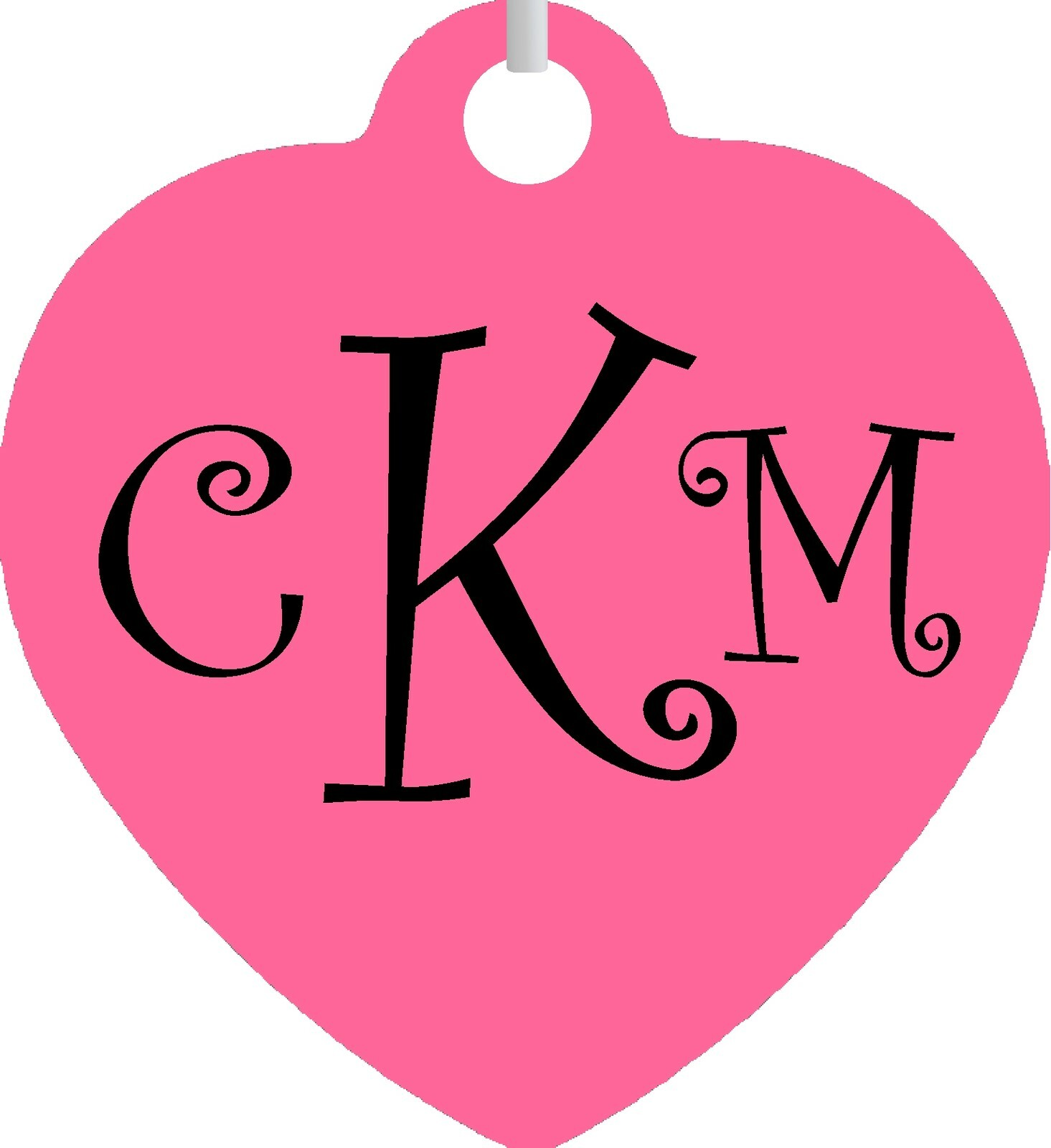 Personalized Custom Monogrammed Initials or Name Pink Heart Metal Necklace Chain
