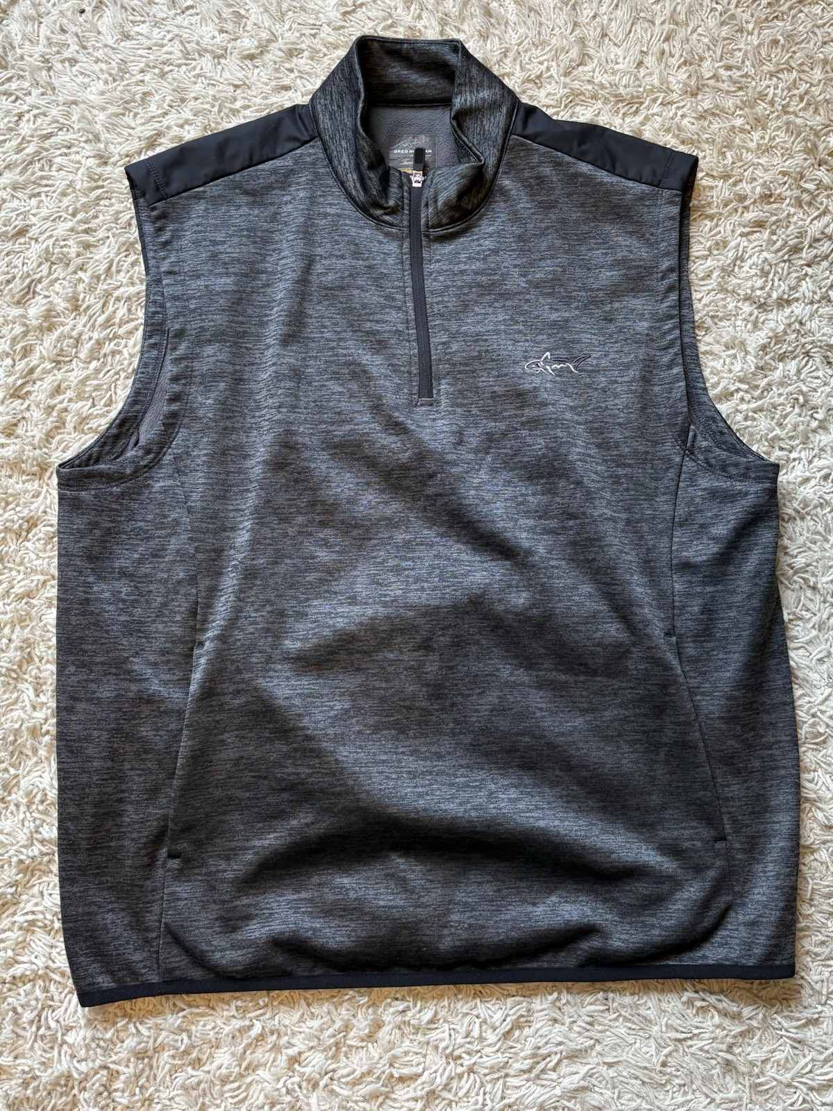 Greg Norman Play Dry Mens SZXL Blue/Gray Sleeveless Golf Vest Full Zip Mock Neck