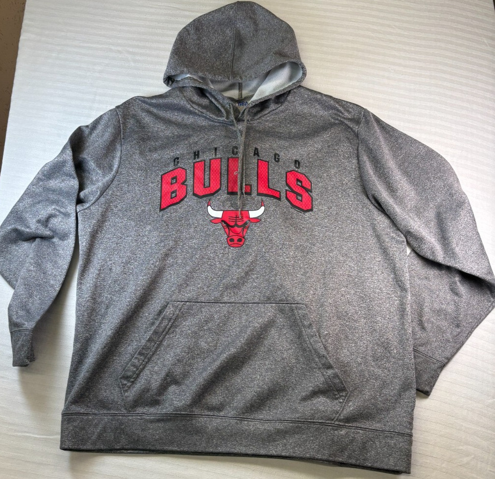 Chicago Bulls Hoodie XL Gray NBA TX3 Warm Pullover Sweatshirt Basketball Logo Me