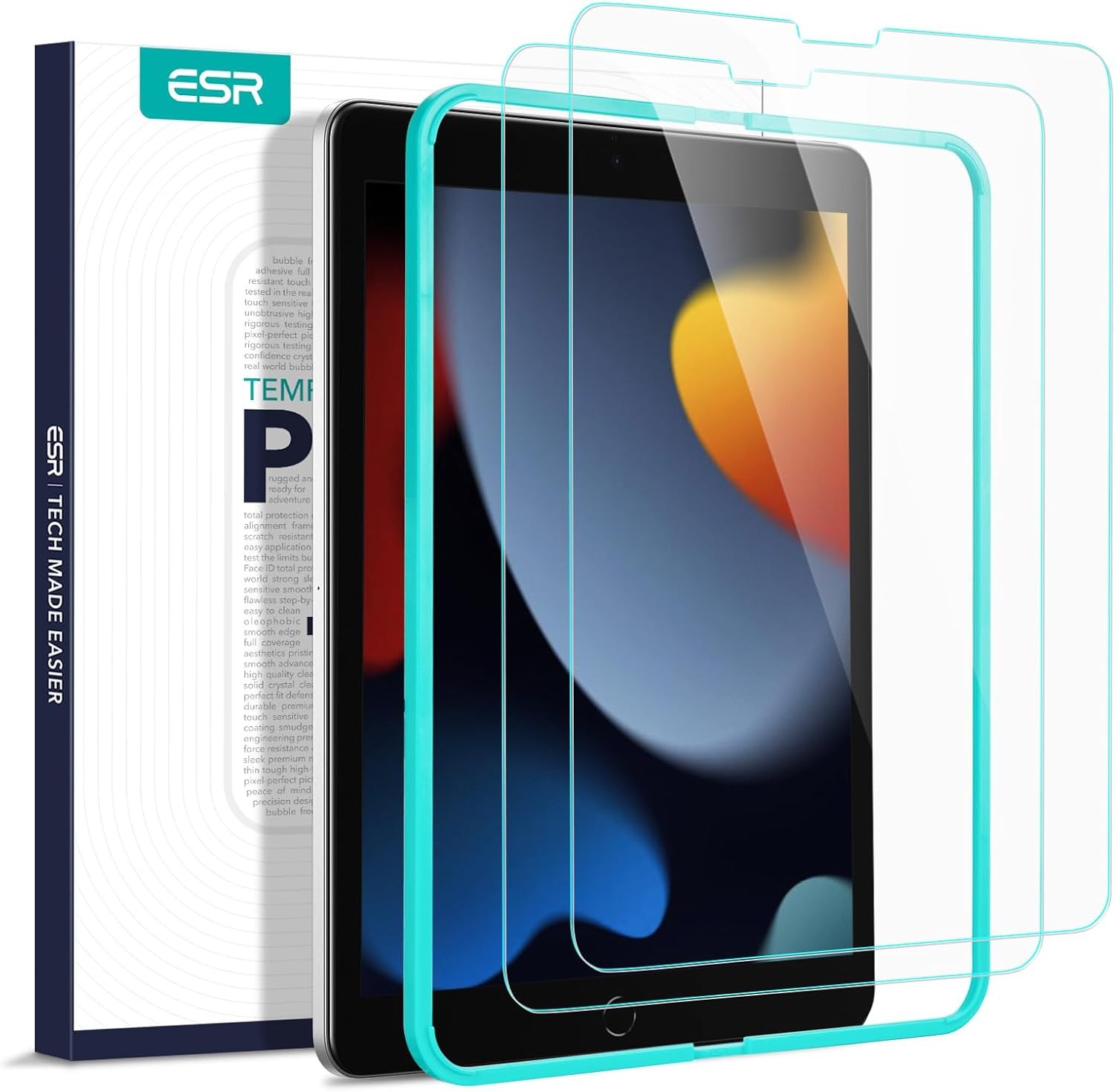 2 Pack Tempered Glass Screen Protector for iPad 9th Gen Scratch Resistant