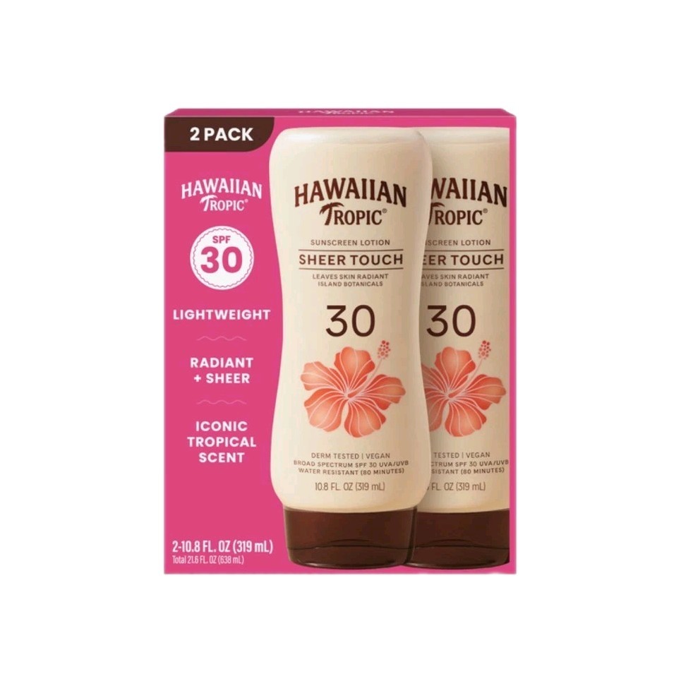 Hawaiian Tropic Sheer Touch Sunscreen Lotion SPF 30 2 Pack 10.8oz Bottles