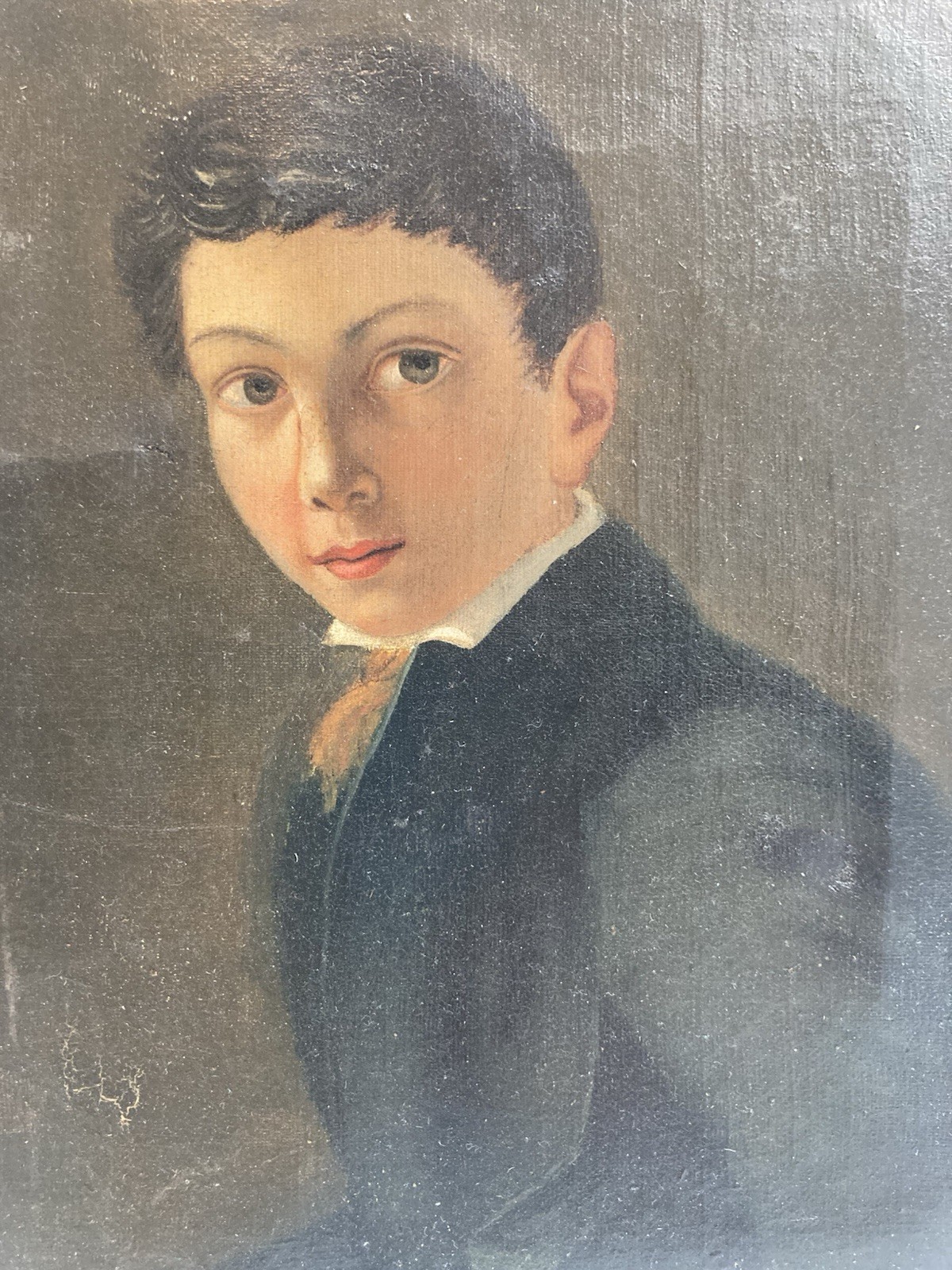 Oil Painting Canvas Portrait 19th Century Child Restoration Art 1850