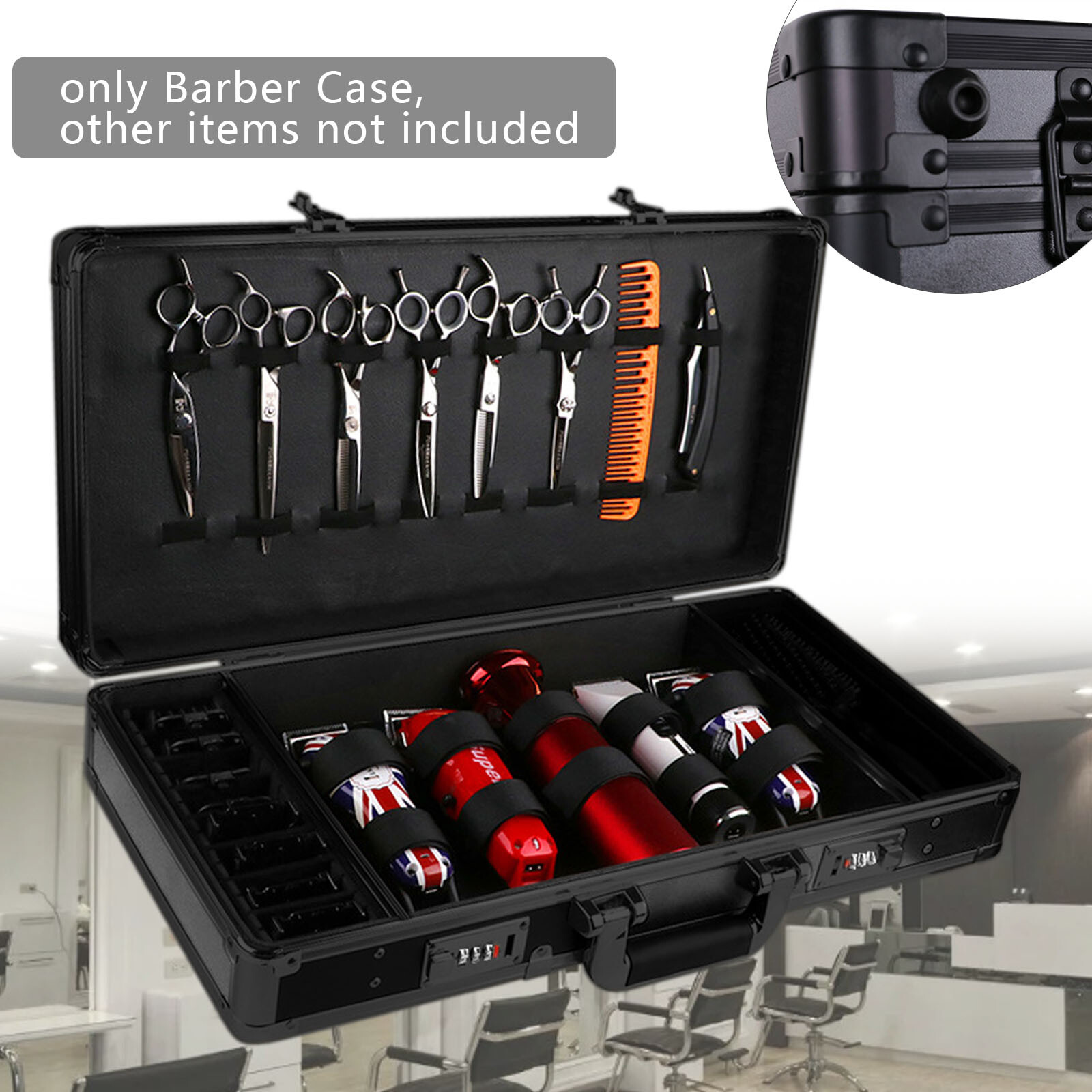Barber Stylist Suitcase Carrying Case Box For Clippers Trimmers Scissors Combs