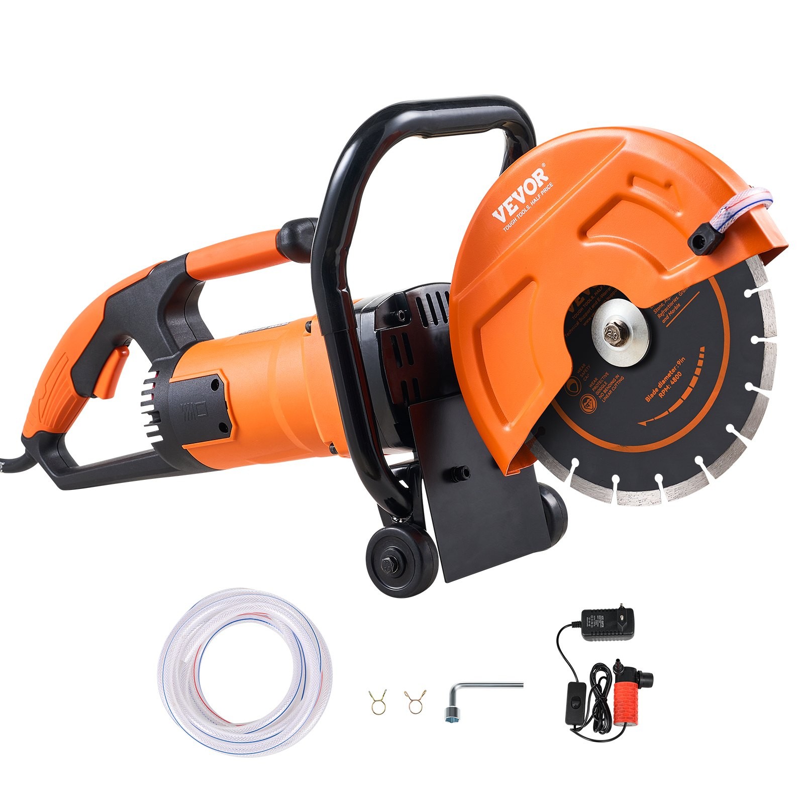 Electric Concrete Saw,9 in,1800 W Motor Circular Saw Cutter w/3.5 in Cutting Dep