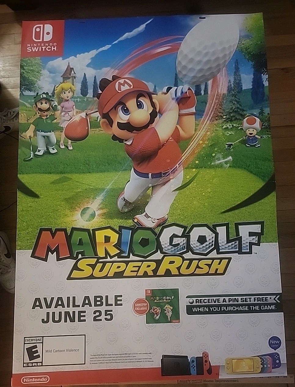Mario Gold Super Rush Large Display Poster 48" x 33" 2 Sided Rare