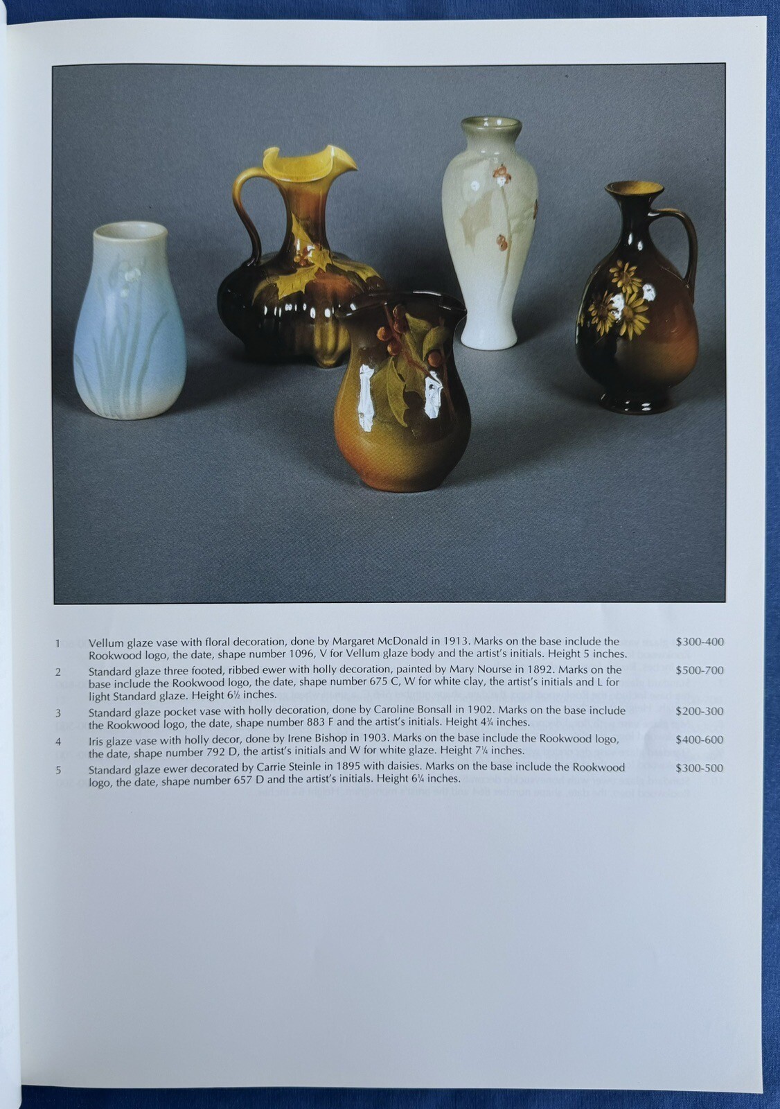  Glover Collection Rookwood Pottery Auction Catalog 1210 Items Pictured Book