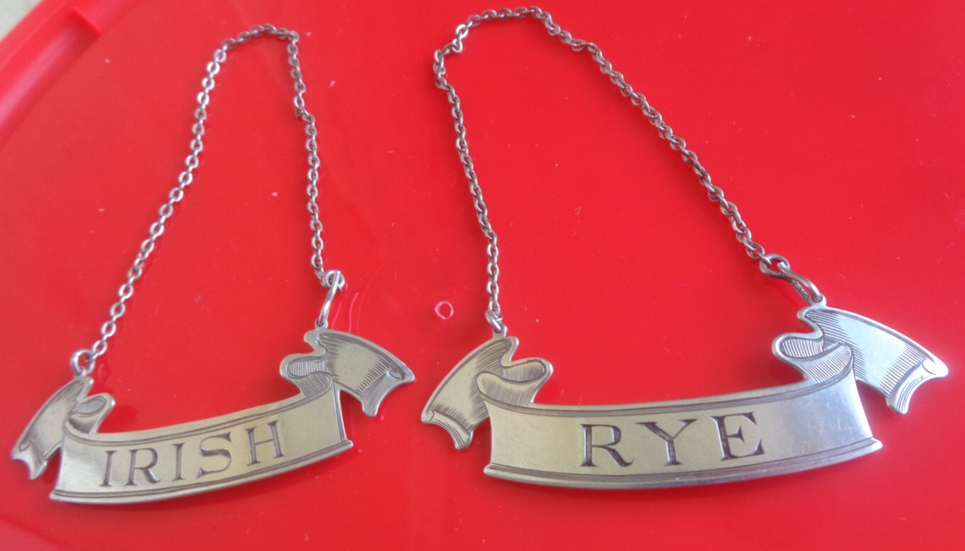 Gorham Argent Seigle & Irlandais Whisky Paire Décanteur Label Américain Sterling