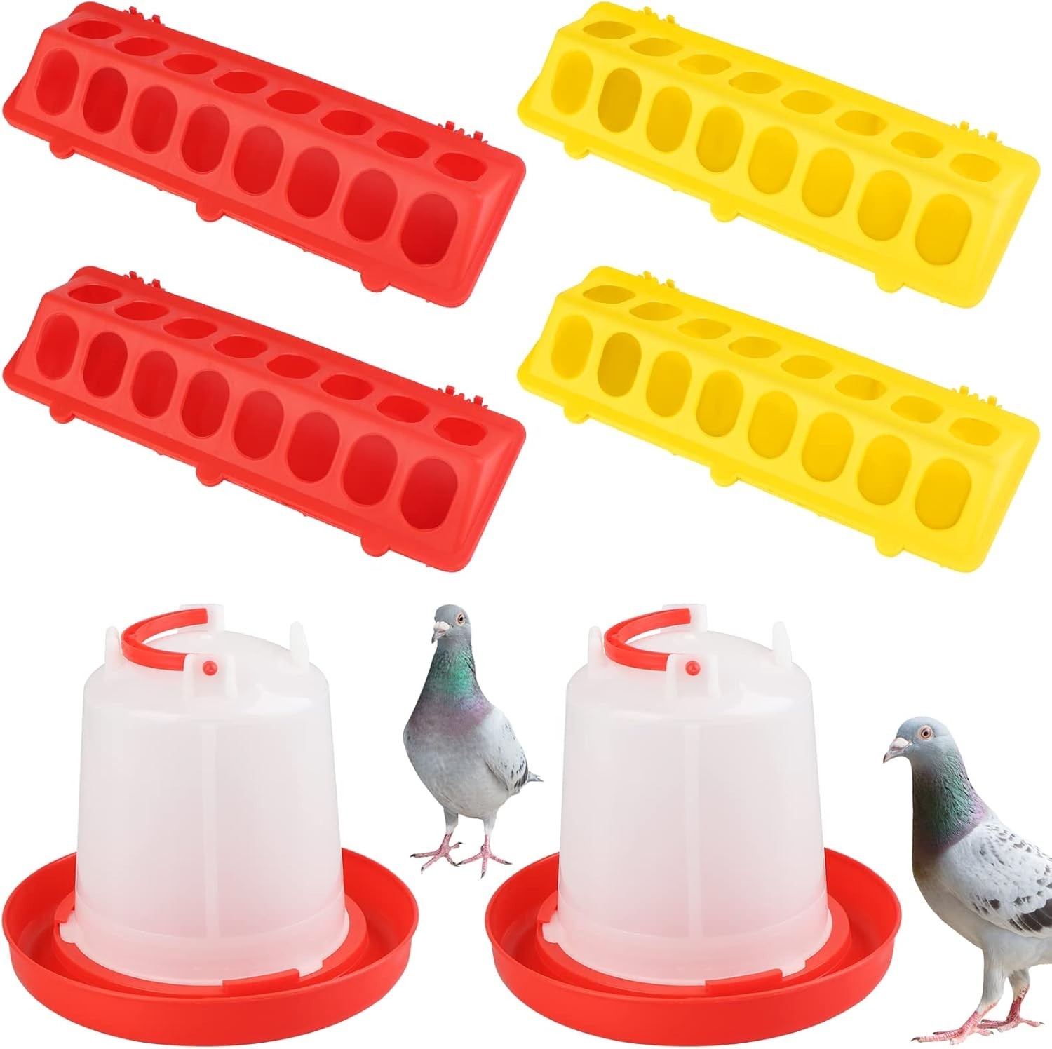 6 Pack Chicken Feeder Waterer Set 1L Feeder Flip Top Feeding Dispenser Anti-Spil
