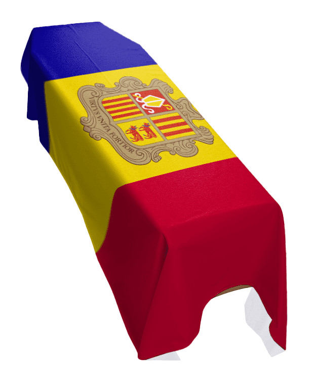 Andorra Coffin Drape Flag - Premium Quality and Made To Order in the UK