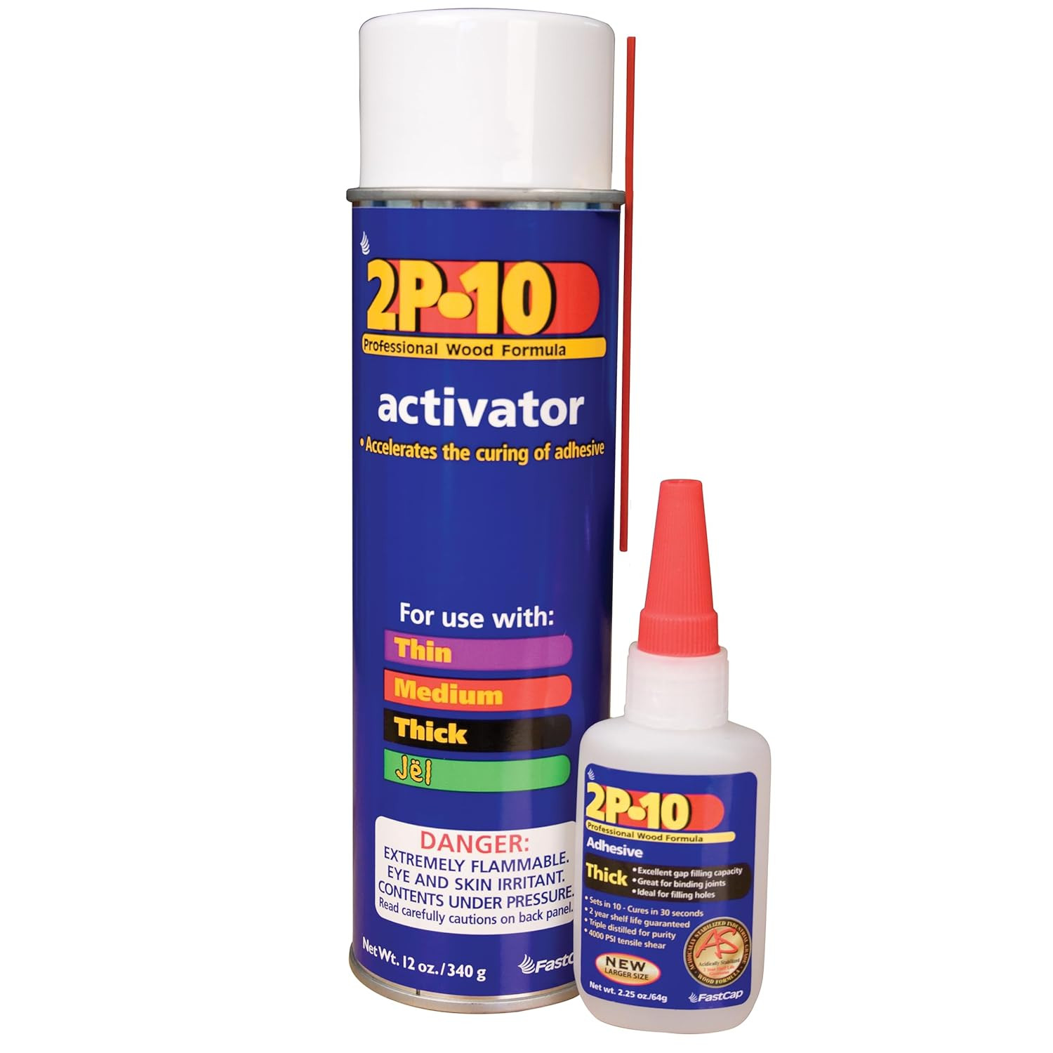 2P-10 Super Glue Adhesive 2.25 Oz Thick + 12 Oz Activator Combo Pack