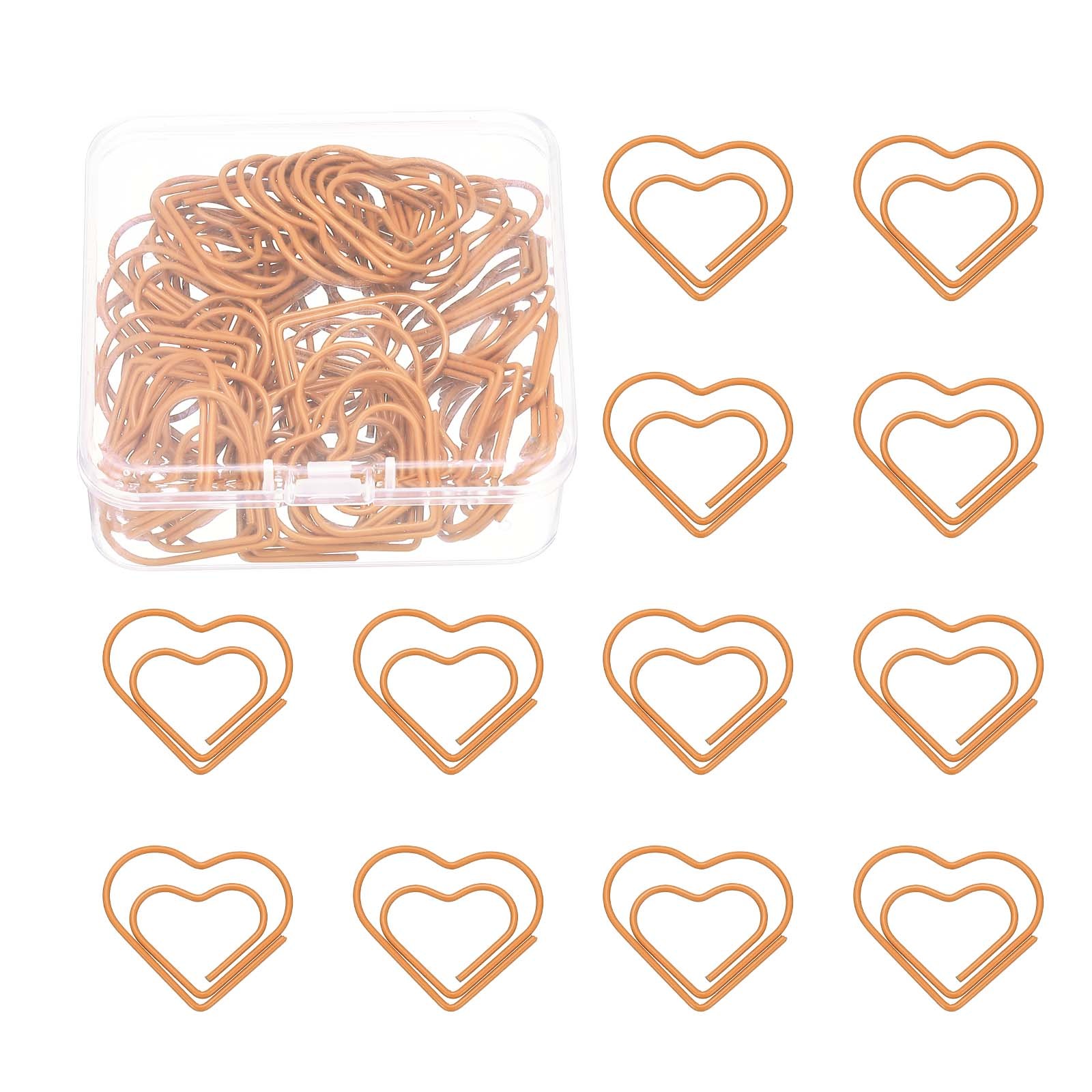 50pcs Orange Plastic Metal Heart Clip