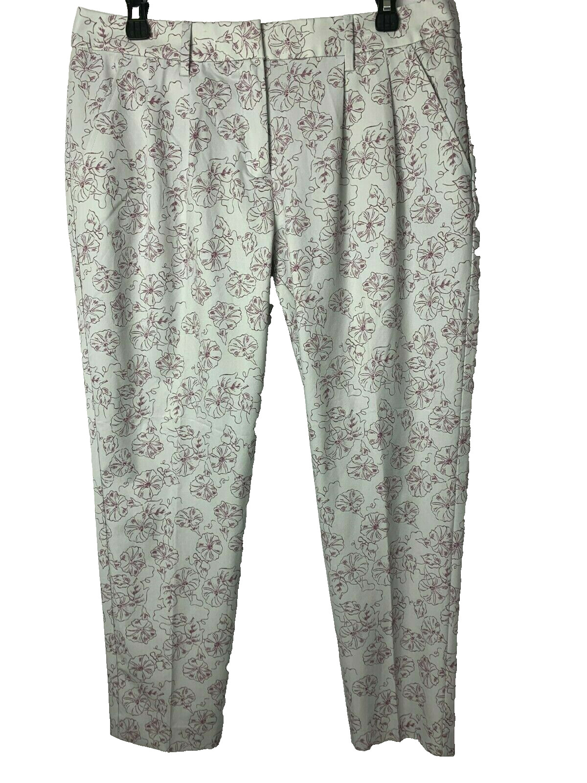 Oxford Golf Dawn Gray Mauve Petunia Print Cropped Pants SZ. 10
