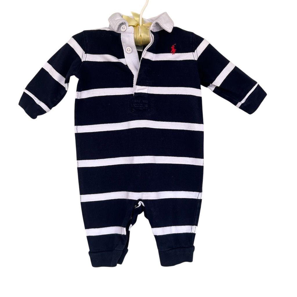 Polo Ralph Lauren Baby Boys' Blue Striped Rugby Coverall