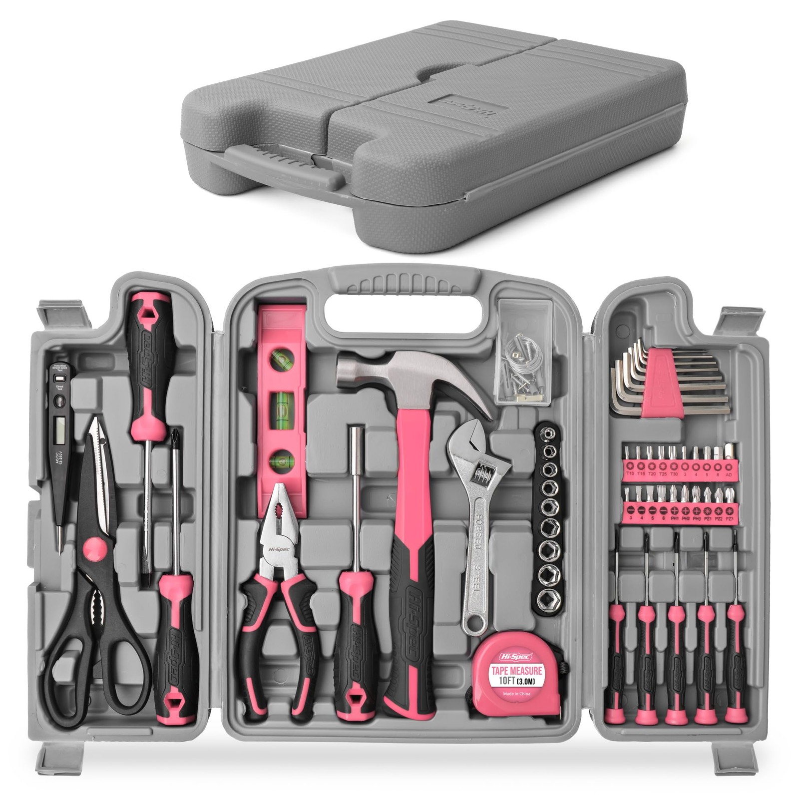 Hi-Spec 54pc Pink Home DIY Repair Tool Kit Set. Women Ladies 54 Piece, 