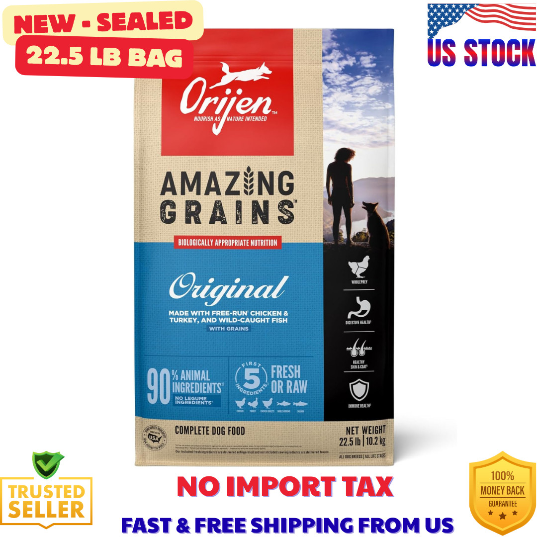 ORIJEN Amazing Grains High Protein Dry Dog Food Original Recipe 22.5lb Bag