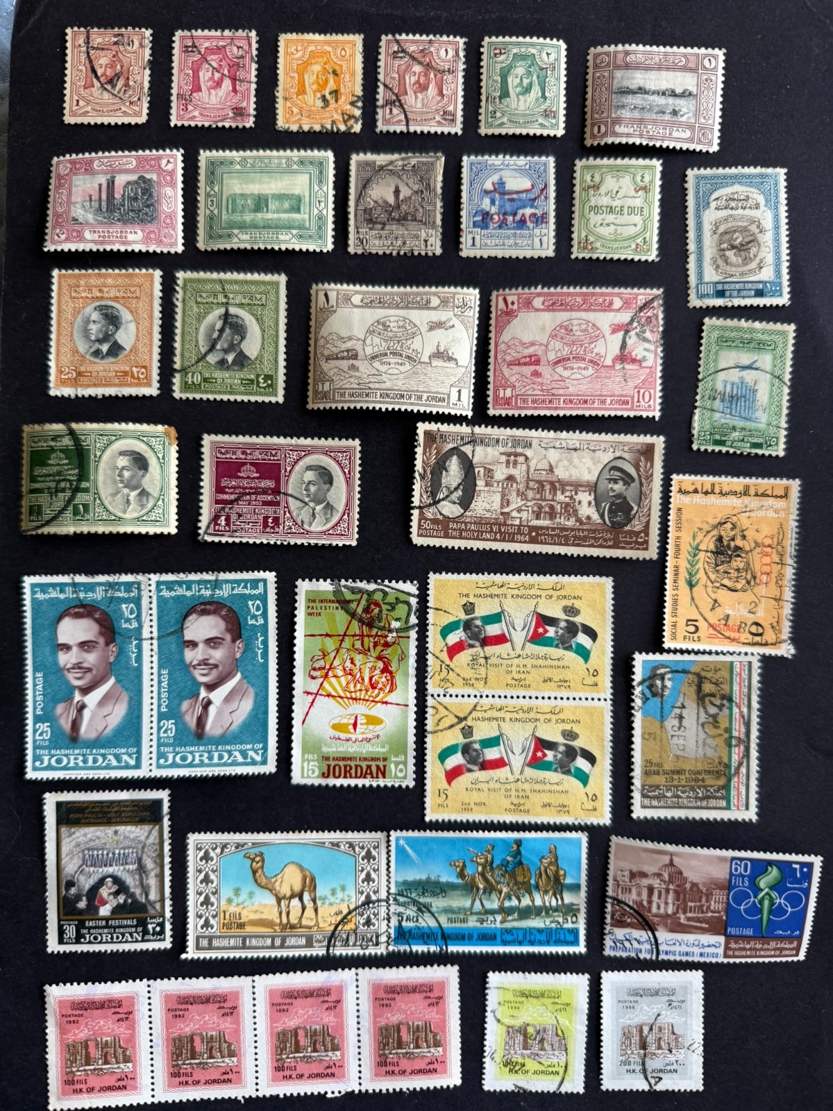 Jordan Stamps Lot Bundle (37 Stamps) Mint & Used Middle East Transjordan