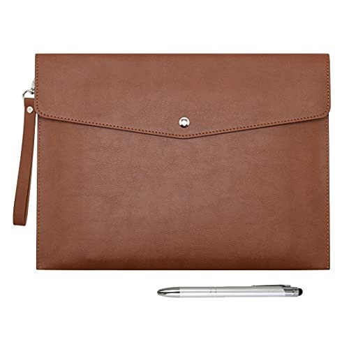  A4 PU Leather Envelope Documents File Portfolio Large Capacity Folders Coffee