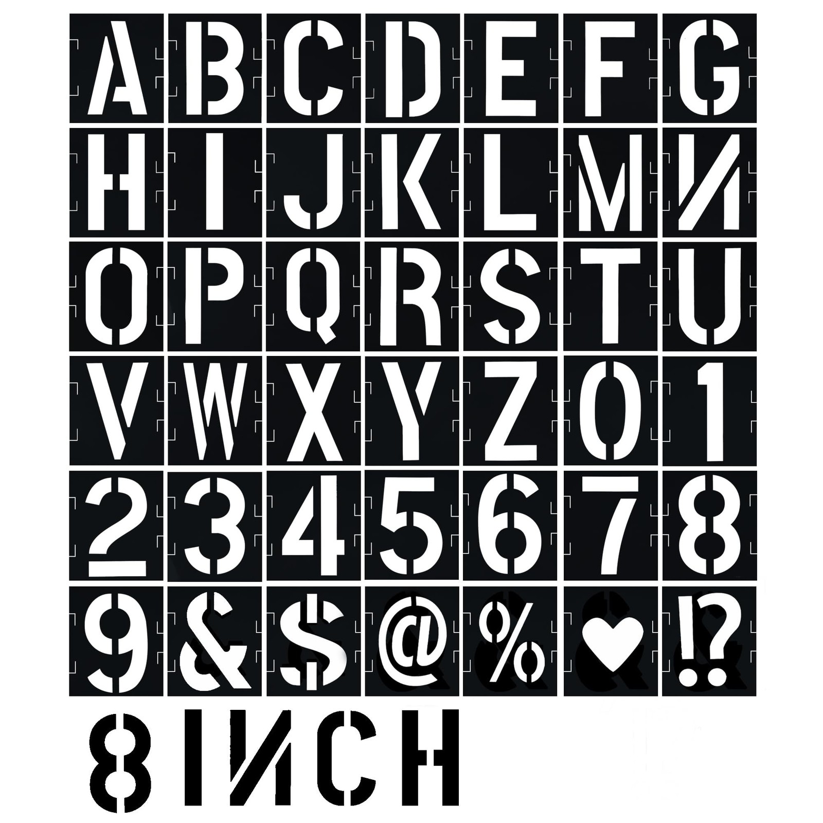 8 Inch Letter Stencils 42 Pcs ReusableTemplates Symbol Numbers Interlocking S...