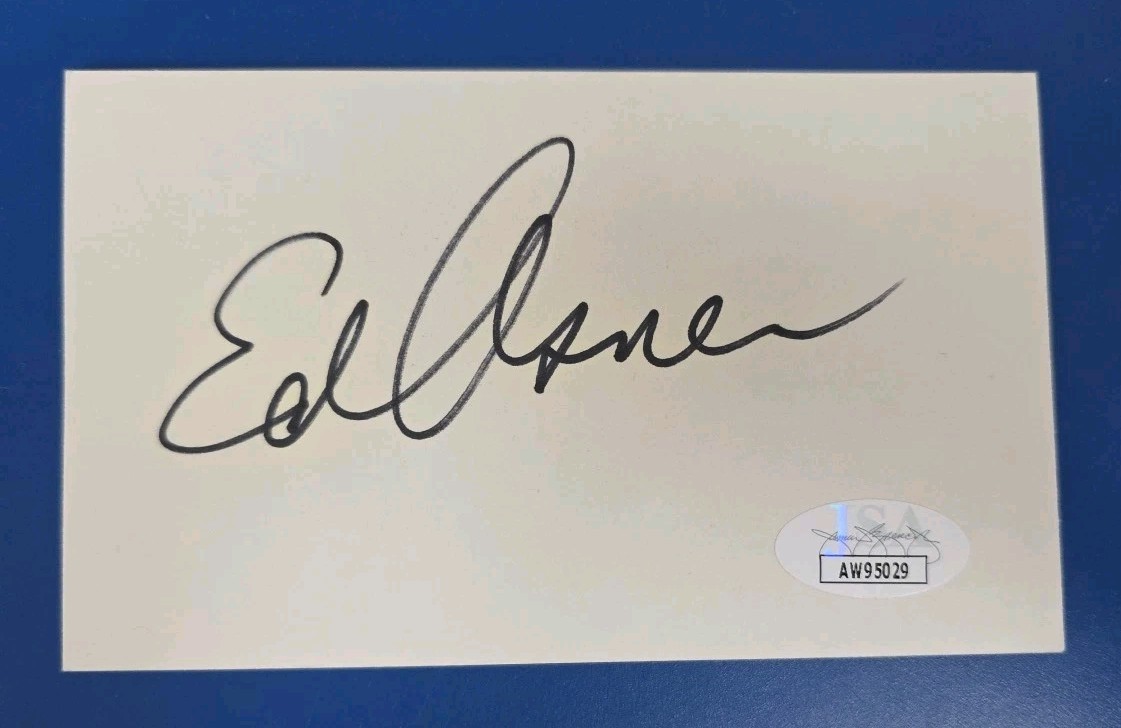 Ed Asner Signed Index Card JSA Certified - Played Santa Claus "Elf"
