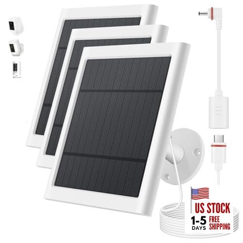 Solar Panel for Ring Camera, 3 Pack 4W Solar Charger Compatible with White 3PCS