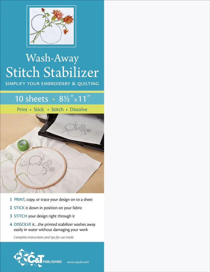 Wash-Away Stitch Stabilizer - 10 Sheets, 8-1/2in x 11in