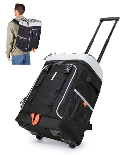  50-Can Rolling Backpack, Double Deck & Dual-Bar Handle Travel Soft 02-Black