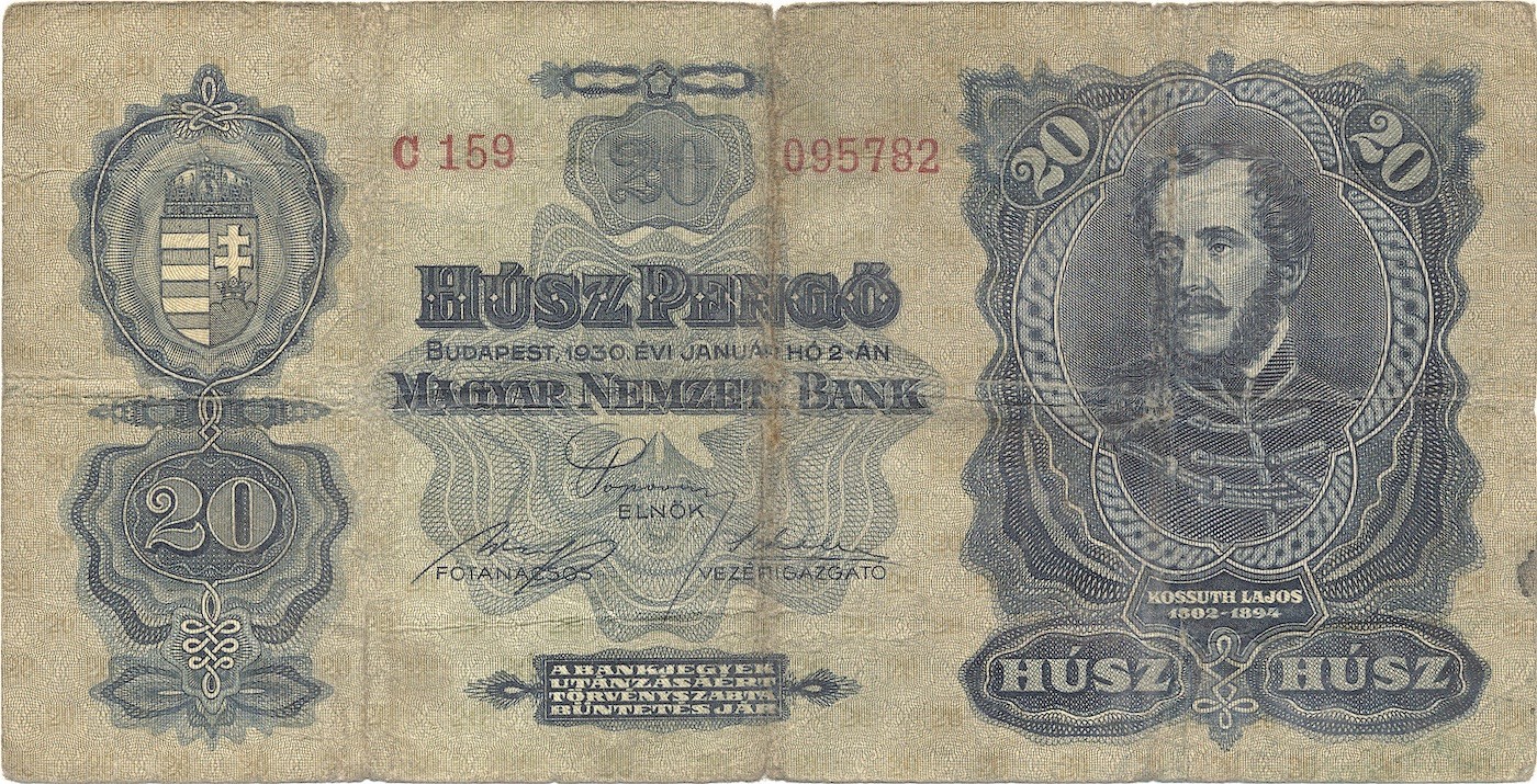 HUNGARY banknote 20 Pengo 1930 VF Very Fine