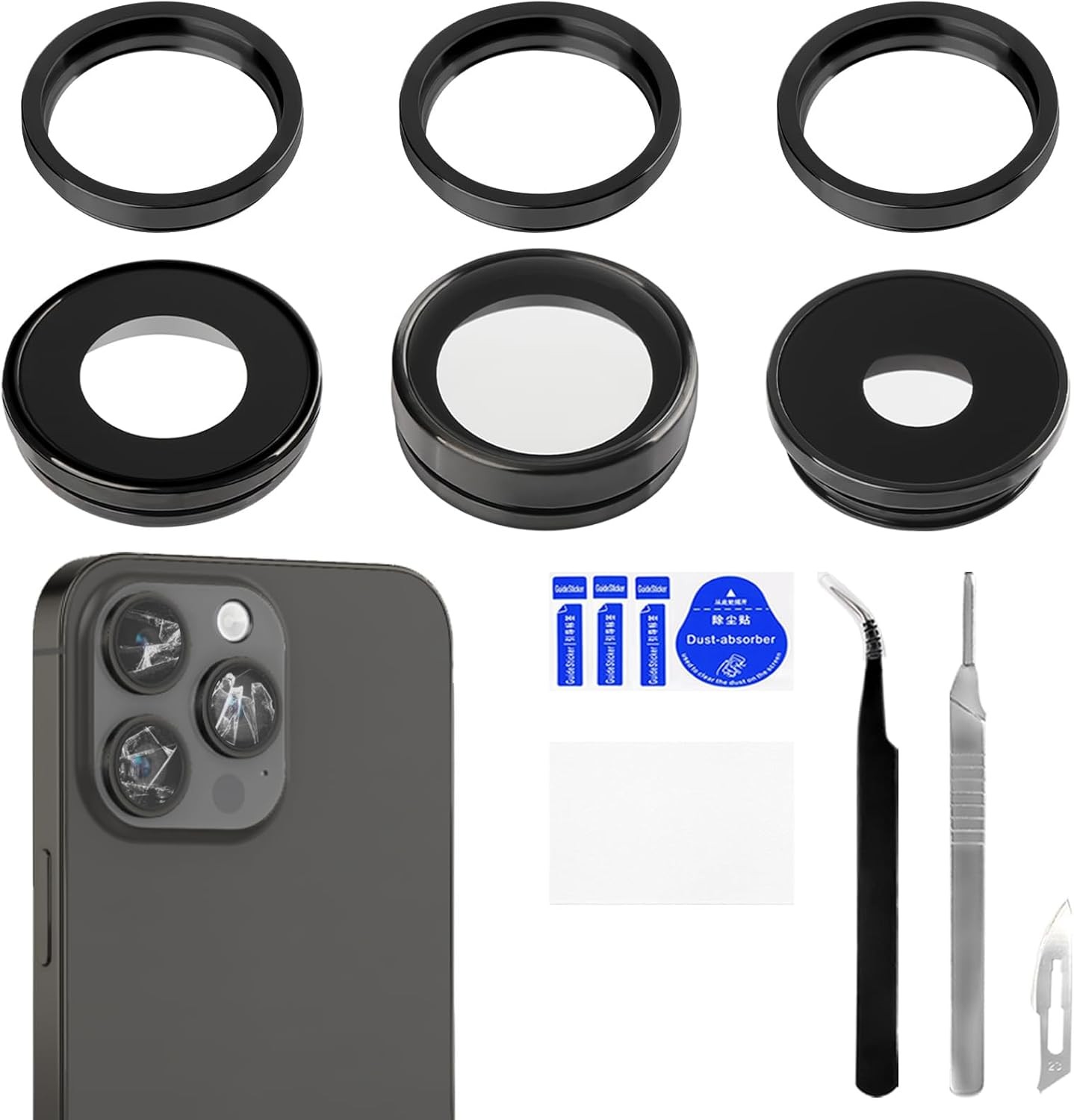 For iPhone 14 Pro Max 14 Pro Camera Lens Glass with Frame Replacement Rear