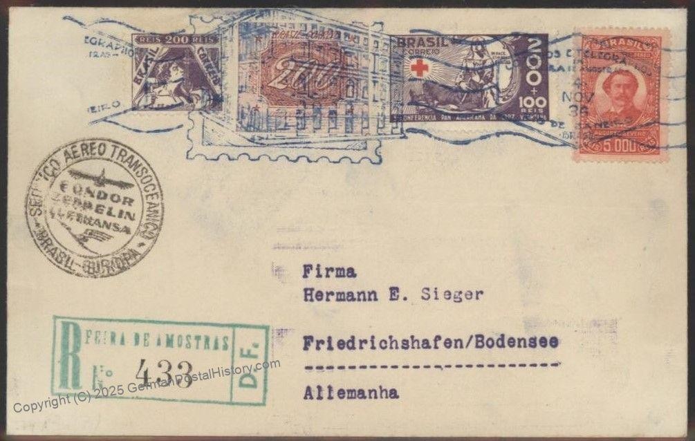 Brazil 1936 Graf Zeppelin Mi571A Brazil 12th SAF Post Museum Cover  Beuer 111187