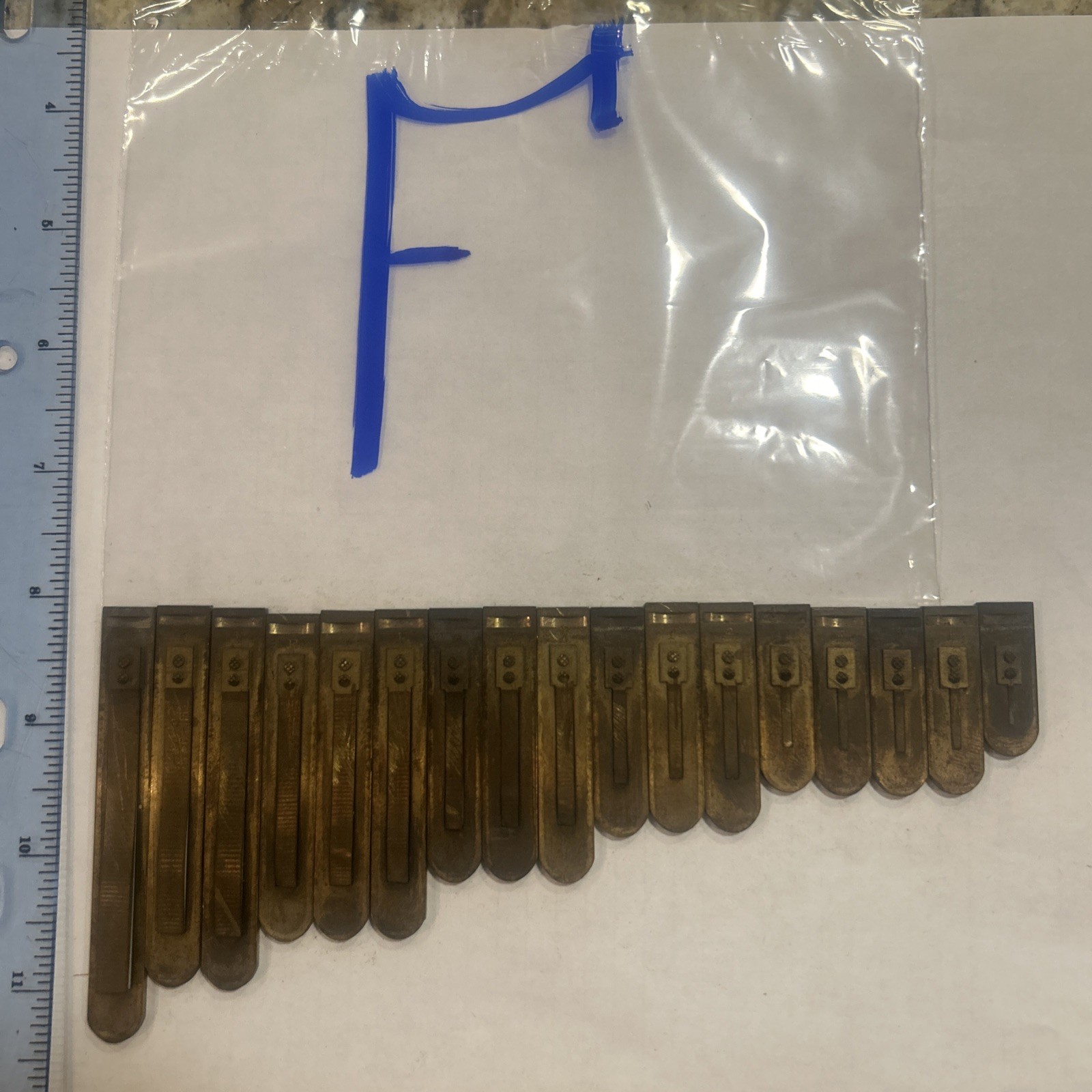 Antique Brass Reed From A Pump Organ Key F 17 Variety Size