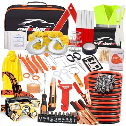  126pcs Roadside Emergency Car Kit - Auto Safety Kit Vehicle Outdoor 
