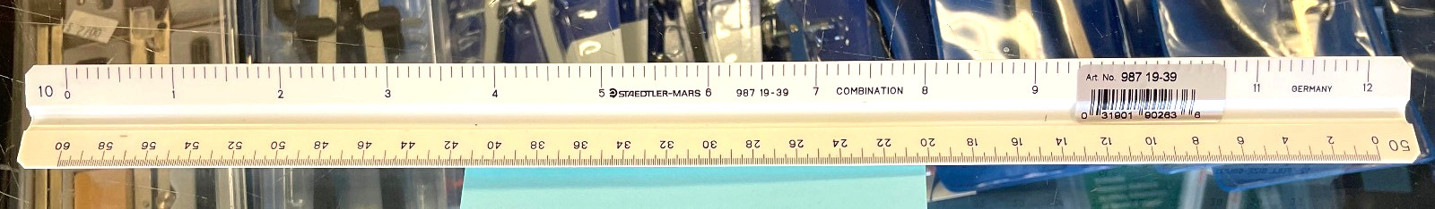 Staedtler Mars 12" Triangle Scale Ruler METRIC 987 19-39 Combination NEW Germany