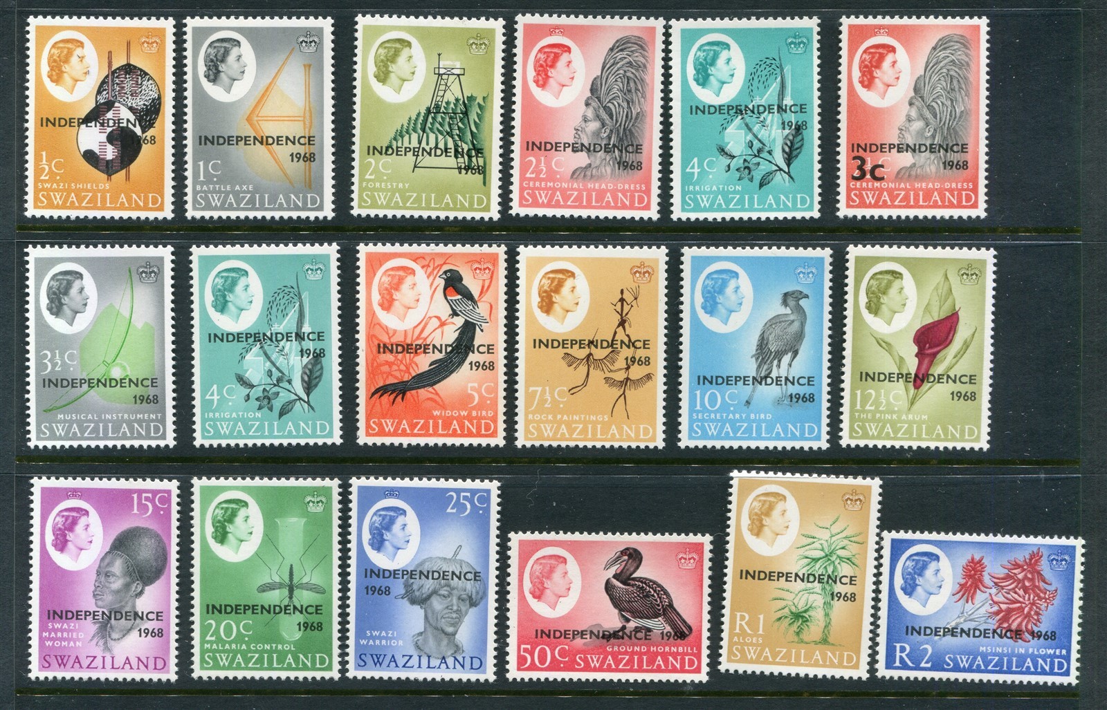 Swaziland #143-154 Independence Issue Complete Set [Mint Never Hinged]