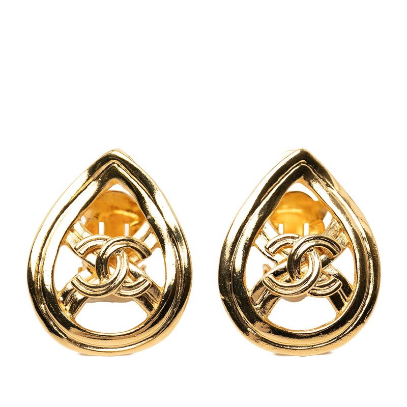 CHANEL Coco Mark Earrings Gold Plated Women s CHANEL Used