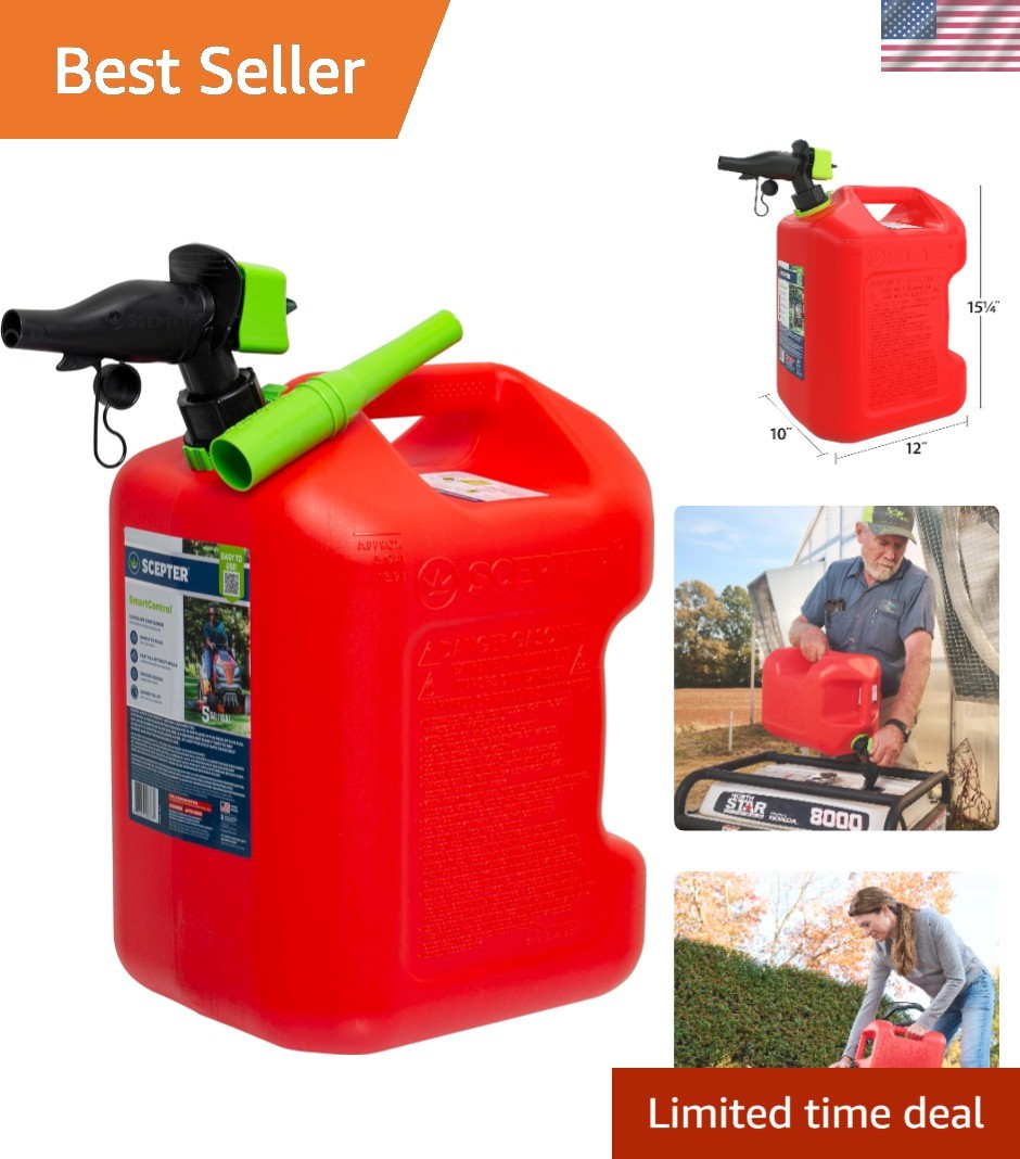 FSCG552 Fuel Container with Spill Proof Spout with Bonus Spout Extender, Rear...