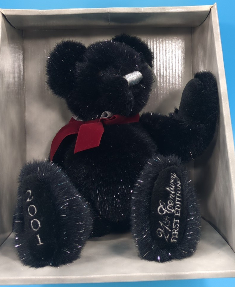 2001 First Edition Black Teddy Bear – 21st Century Collectible NIB
