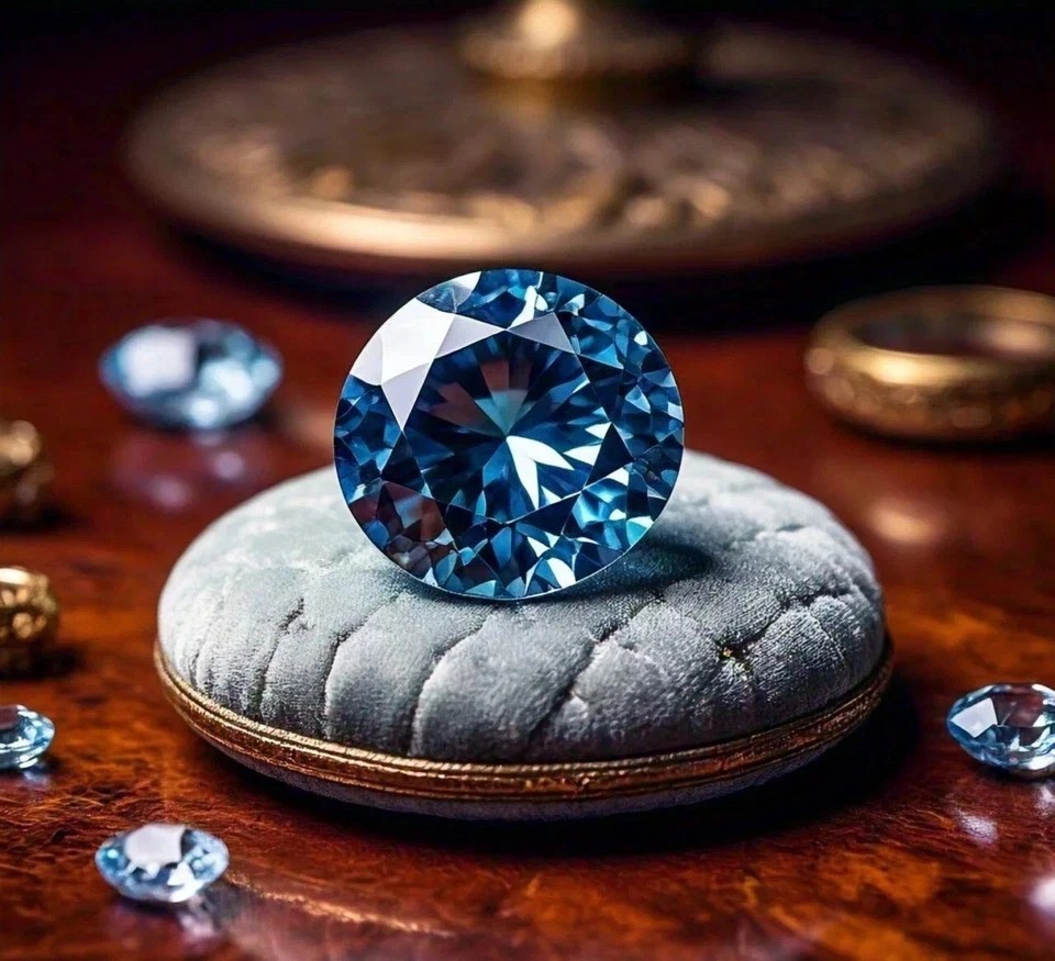 Loose 1.00 Ct Round Cut Lab Grown Diamond Natural Blue Color VVS1 Certified g843