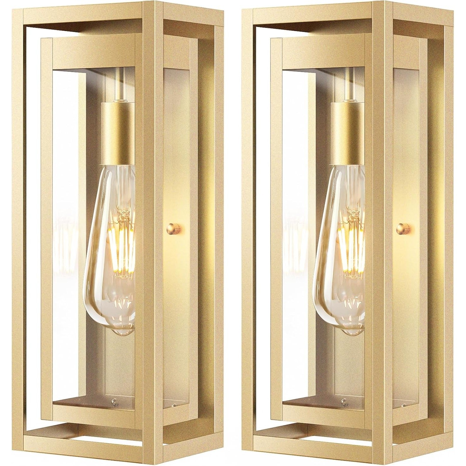 15" Large Gold Outdoor Light Fixture Wall Mount, 2Pack Waterproof Outdoor Sconce