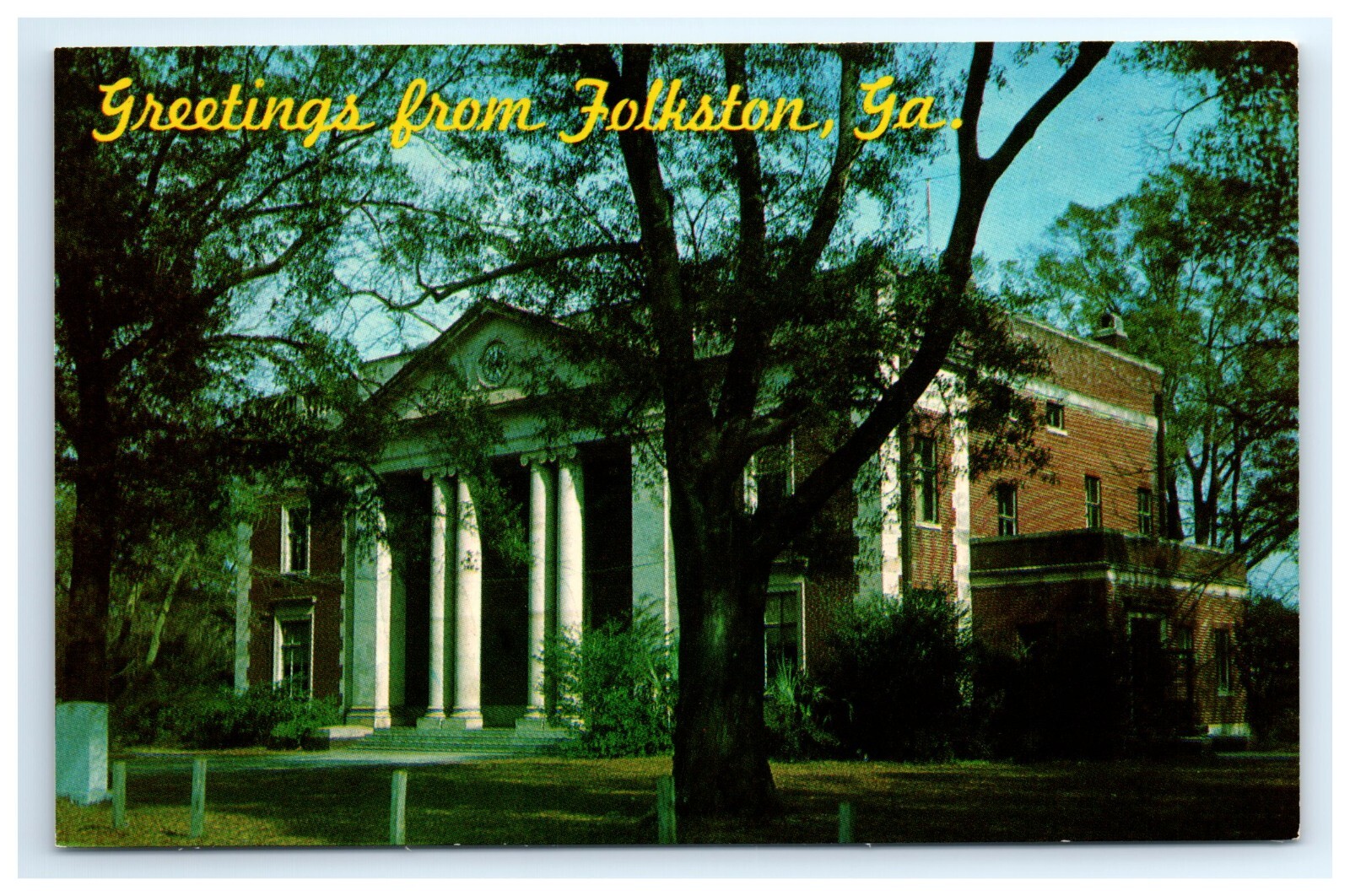 Postcard Greetings from Folkston GA Georgia County Court House Chrome UNP