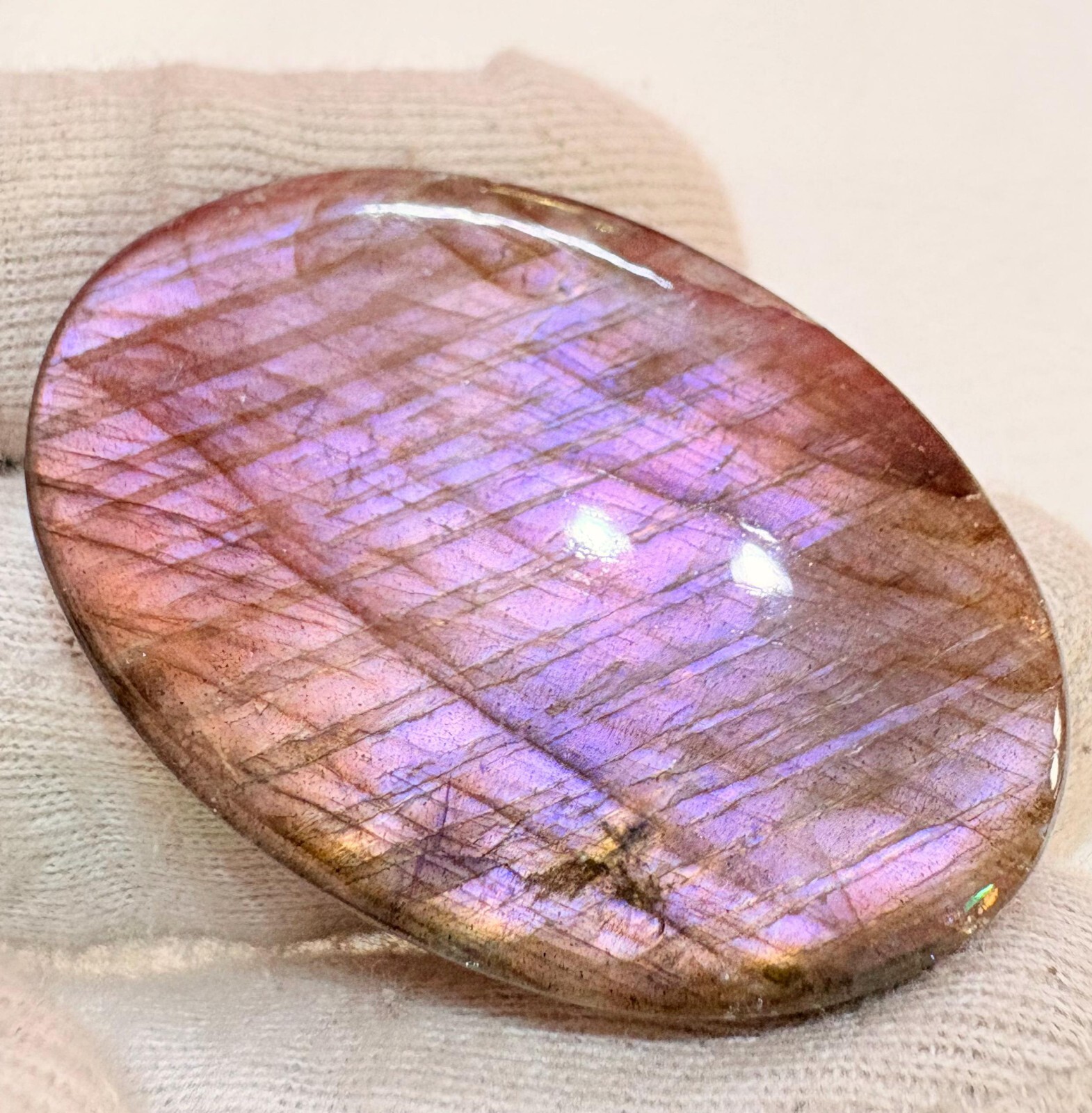 100% Natural Purplish Multi Fire Labradorite Gemstone Smooth Cabochon 90.30 Ct