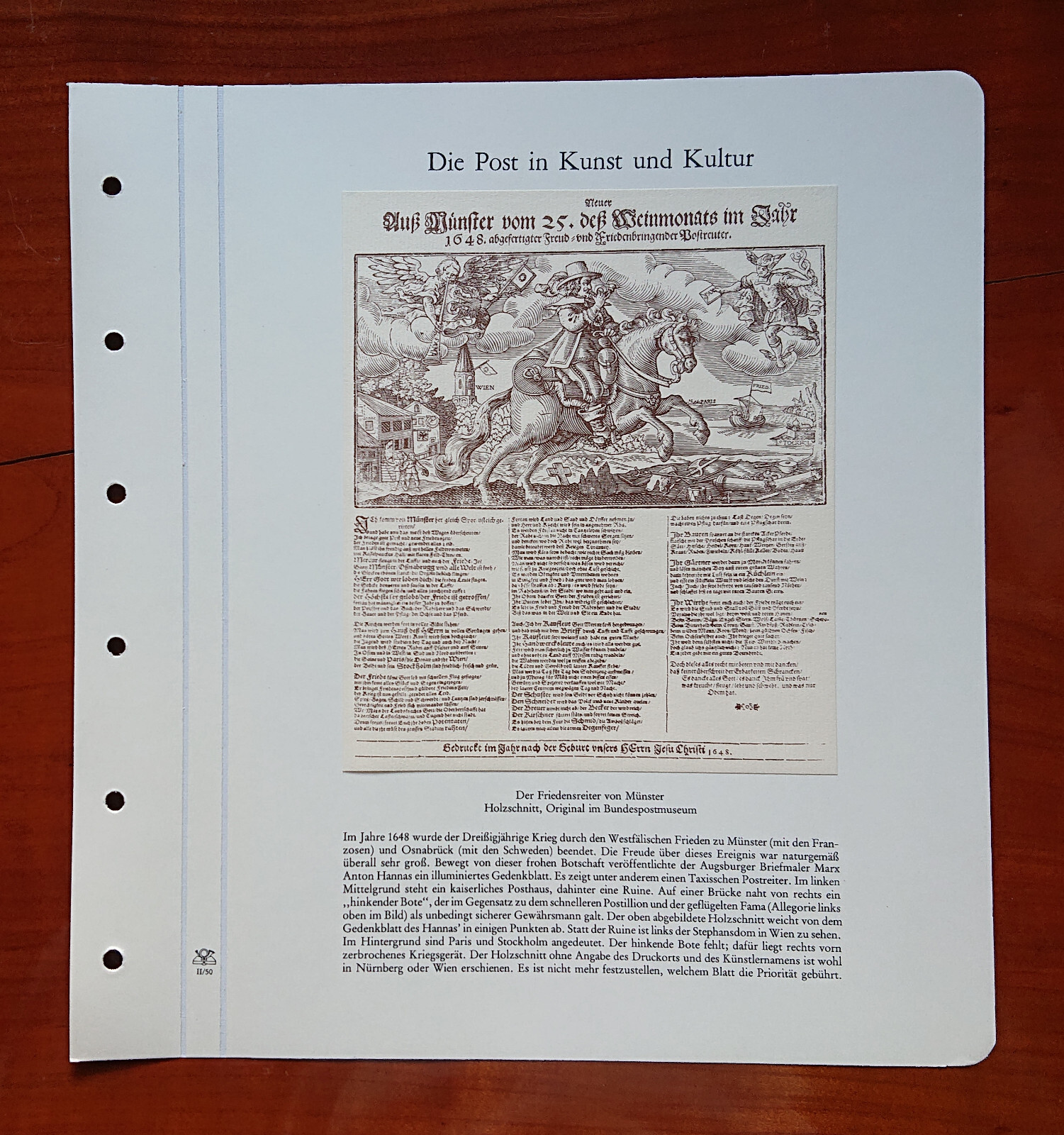 Form sheet The Post Art & Culture Peace Rider Münster Woodcut Reprint