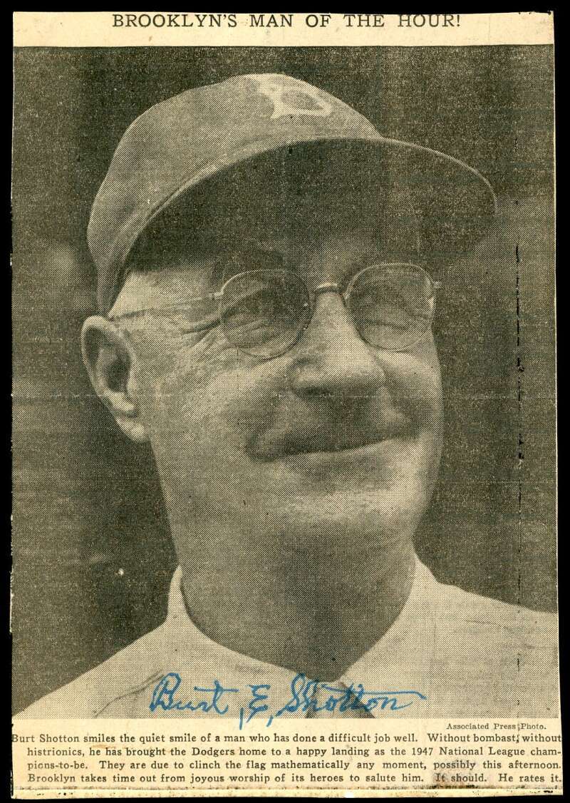 Burt Shotton PSA DNA Signed 6x8 Photo Autograph Dodgers