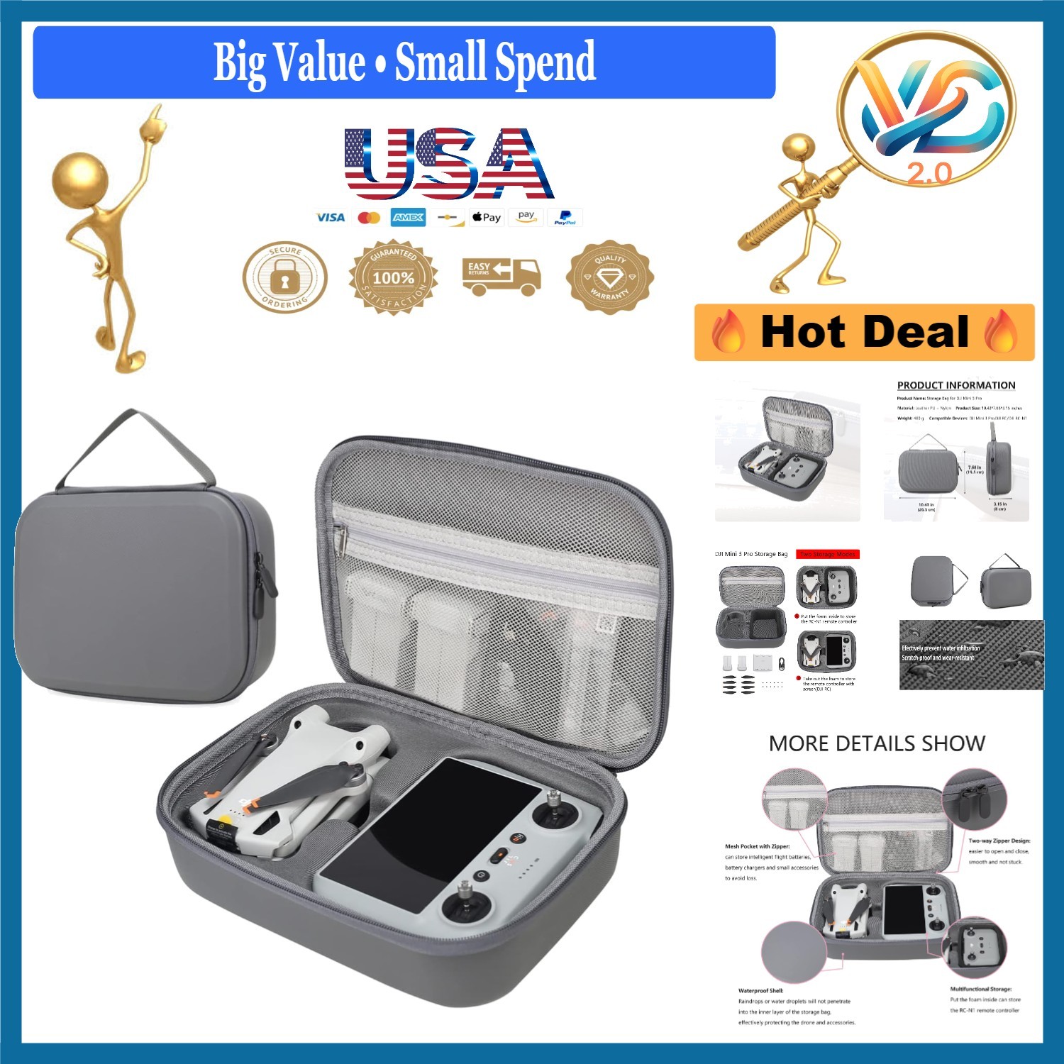 Dji Mini 3 Pro Storage Bag Hard Shell Carrying Case for DJI RC Accessories